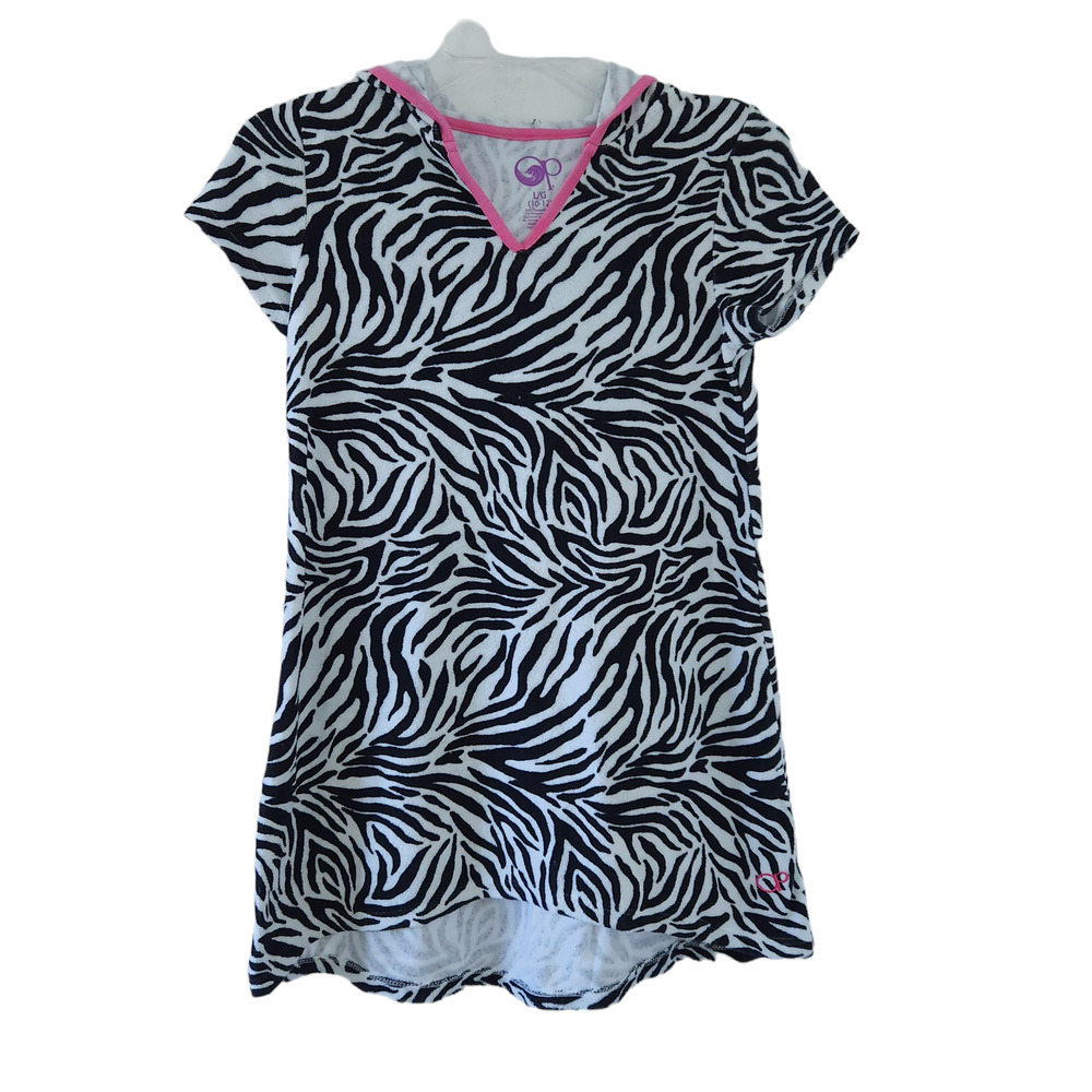 Ocean Pacific Girls Swimsuit Coverup Terrycloth Zebra Print Large 10-12